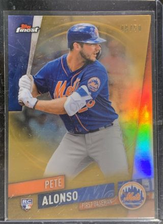 2019 Topps Finest Pete Alonso Rc Gold Refractor 40/50 York Mets Sp Roy