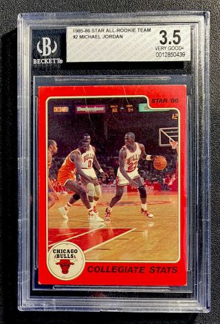 1986 Star Michael Jordan Chicago Bulls " Collegiate Stats " 2 - Bgs 3.  5 - Vg,