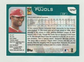 2001 Topps TRADED Albert Pujols RC T247 SL Cardinals ROOKIE 2
