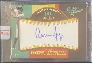 Aaron Judge 2019 Panini Leather And Lumber Signatures Ssp 4/5 On Card Auto