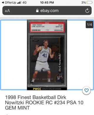 Dirk Nowitzki Rc Dallas Mavericks 1998 99 Topps Finest Rookie Card 234,