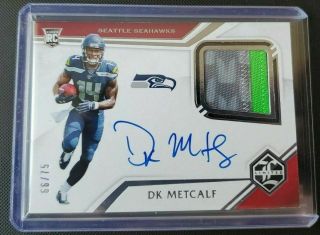 2019 Panini Limited Dk Metcalf On Card Auto 3 Color Patch Rpa 66/75 Autograph Rc