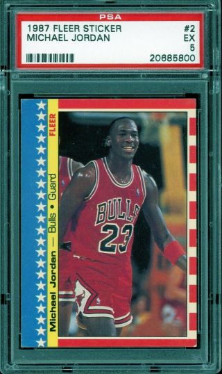 1987 Fleer Basketball Sticker 2 Michael Jordan Psa 5