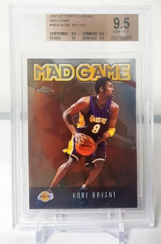 Kobe Bryant 2001 - 02 Topps Chrome Mad Game Mg6 Bgs 9.  5 Gem Los Angeles Lakers