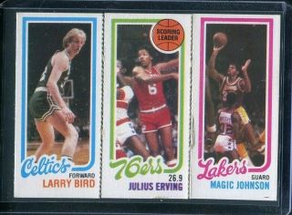 1980 - 81 Topps Larry Bird Julius Erving Magic Johnson Rookie 139 174 34