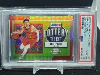 2018 Panini Contenders Optic Lottery Ticket Trae Young Rc Rookie Silver Psa 10