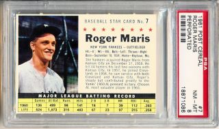 1961 Post Cereal 7 Roger Maris Perforated Yankees Psa 8 - Bh24