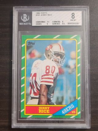 1986 Topps 161 Jerry Rice Rookie Bgs 8 Rc Near