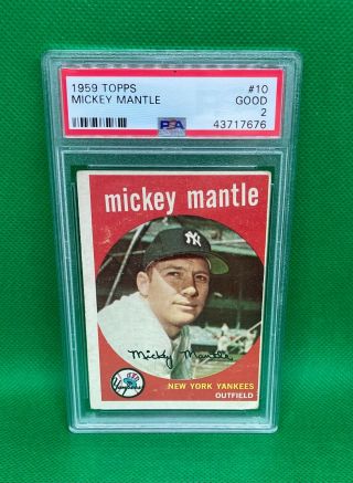 1959 Topps Mickey Mantle 10 Psa 2 Good Yankees