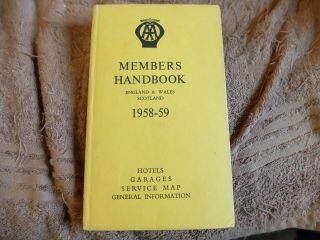 1958 - 1959 Aa Member Handbook England & Wales,  Scotland