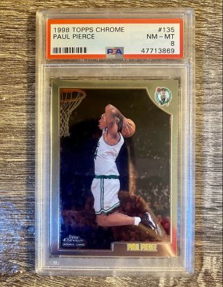 1998 - 99 Topps Chrome Paul Pierce 135 Rookie Psa 8 Boston Celtics Hof Nba Champ