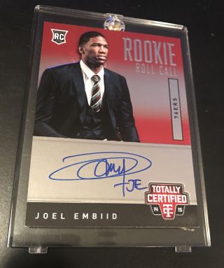Joel Embiid 2014 - 15 Totally Certified Rookie Roll Call On Card Auto 202/249 Mvp