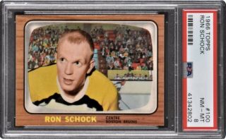 1966 Topps 100 Ron Schock Rookie Rc Psa 8 Nm - Mt Boston Bruins,  Pop 17,  3 Higher