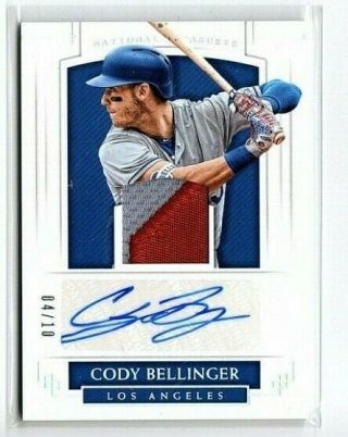 2018 Panini National Treasures Cody Bellinger Dual 2 Color Patch Auto /10