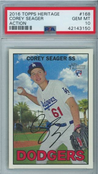2016 Topps Heritage Action Corey Seager Rookie Sp 168 Rc - Psa 10 Gem