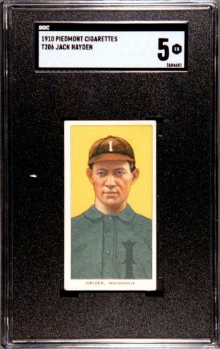 1909 - 11 T206 Jack Hayden Indianapolis Ml - Piedmont 350/25 Sgc 5 Ex Card