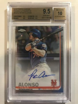 2019 Topps Chrome Peter Pete Alonso Rc Auto Bgs 9.  5/10 True Gem Mets Roy