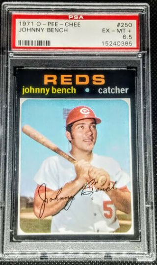 Johnny Bench 1971 O - Pee - Chee 250 Graded Psa 6.  5 Ex - Mt,  Only 51 Graded Higher
