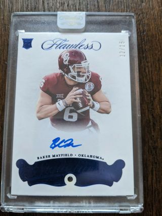 2018 Flawless Baker Mayfield Rookie Gem Sapphire Auto 12/15 Browns Rc Panini
