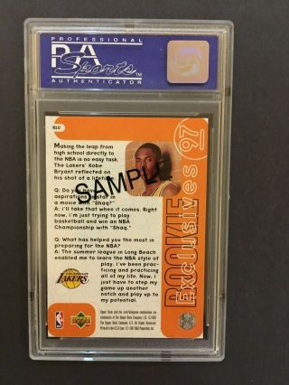 1996 Upper Deck Kobe Bryant Rookie Exclusive SAMPLE PSA Low Pop of 19 2