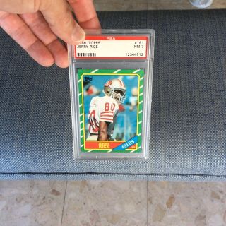 1986 Topps Jerry Rice Psa 7 San Francisco 49ers 161 Football Card.  Hof’er.