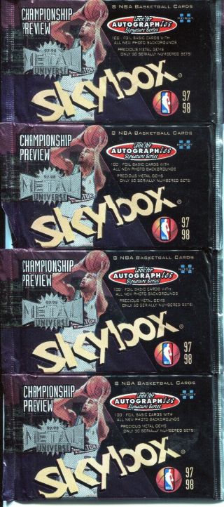 1997 - 98 Skybox Championship Preview Metal Universe Hobby Packs (4)