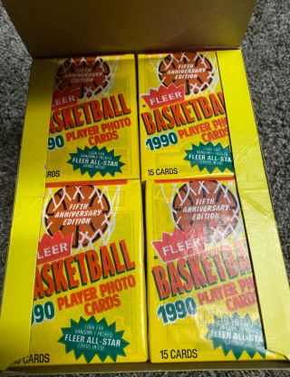 Fleer NBA 1990 - 91 Basketball Trading Cards Box of 36 Wax Packs Jordan 2
