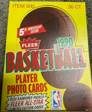 Fleer NBA 1990 - 91 Basketball Trading Cards Box of 36 Wax Packs Jordan 6