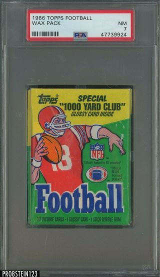 1986 Topps Football Wax Pack Jerry Rice Rc Yr Psa 7 Nm