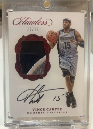 2016 - 17 Panini Flawless Vince Carter Patch Auto 10/15 Rudy Sp Patch