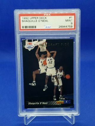 1992 Upper Deck Shaquille Oneal 1 Psa 9 Rc Rookie 1 Draft Pick Shaq Hot