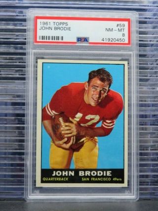 1961 Topps John Brodie Rookie Card 59 Psa 8 49ers P44