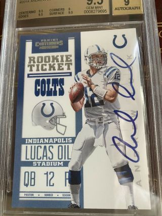 2012 Panini Contenders Andrew Luck Rookie Ticket Auto Autograph Bgs 9.  5 Gem