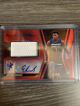 2020 - 21 Panini Certified Anthony Edwards Freshman Fabric Auto Red 37/99 Wolves