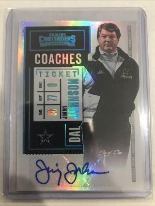 2020 Playoff Contenders Coaches Tickets Jimmy Johnson Autograph 1/1 Only 1 Exist