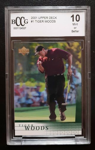 2001 Upper Deck Golf 1 Tiger Woods Rc Rookie Bccg 10