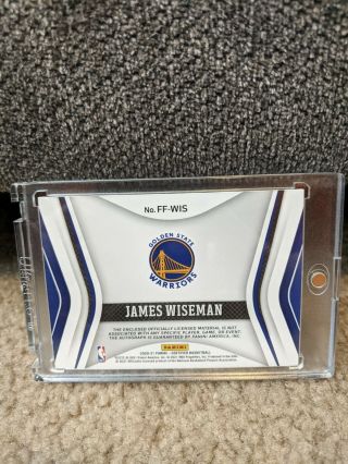 James Wiseman RC Freshman Fabric Certified 2020 - 2021 auto Golden State Warriors 2