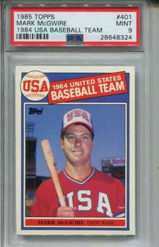 1985 Topps Baseball 401 Mark Mcgwire Team Usa Rookie Card Rc Graded Psa 9