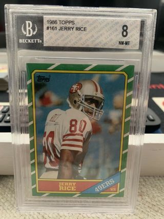 1986 Topps 161 Jerry Rice Rookie Bgs 8.  0 Nm - Mt