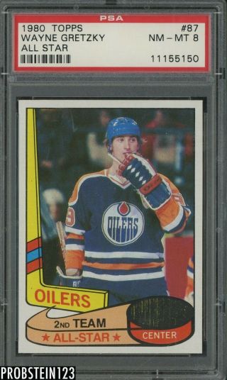 1980 Topps Hockey 87 Wayne Gretzky Edmonton Oilers Hof All Star Psa 8 Nm - Mt