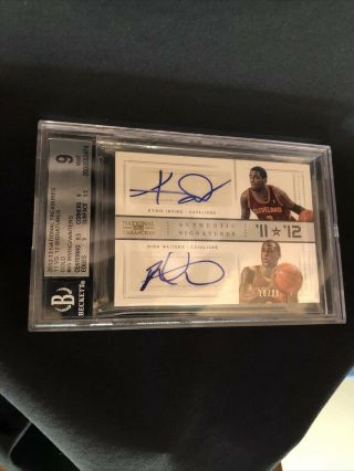 2011 - 12 National Treasures - 65 Kyrie Irving/dion Waiters - Rookie Auto /25 Bgs 9