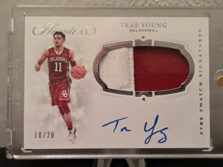 2020 Panini Flawless Trae Young On Card Auto /20 2 - Color Jersey Swatch