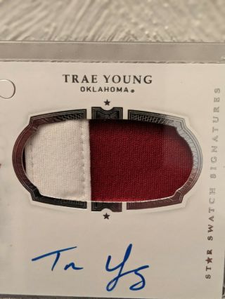 2020 Panini Flawless TRAE YOUNG ON CARD AUTO /20 2 - Color Jersey Swatch 2