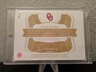 2020 Panini Flawless TRAE YOUNG ON CARD AUTO /20 2 - Color Jersey Swatch 3