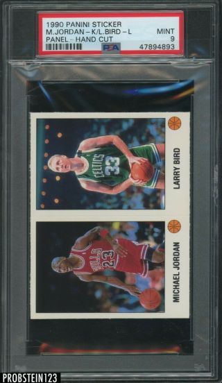 1990 Panini Sticker Panel Basketball Michael Jordan Larry Bird Hof Psa 9