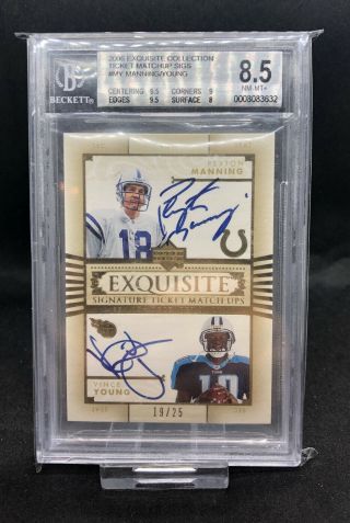 2006 Exquisite Signature Tickets Auto Peyton Manning,  Vince Young /25 Bgs