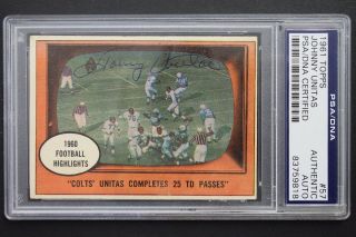 Johnny Unitas Hof Baltimore Colts Autograph 1961 Topps 57 Signed Action Card Psa