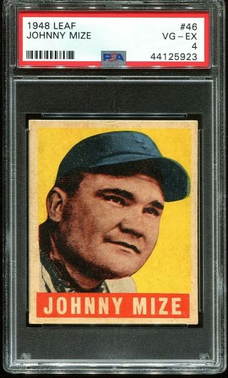 1948 Leaf Johnny Mize Rc Rookie 46 Psa 4 Centered
