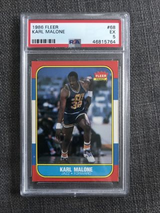 1986 - 87 Fleer 68 Karl Malone Rookie Card Hof Psa 5