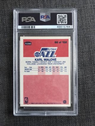 1986 - 87 Fleer 68 Karl Malone Rookie Card HOF PSA 5 2